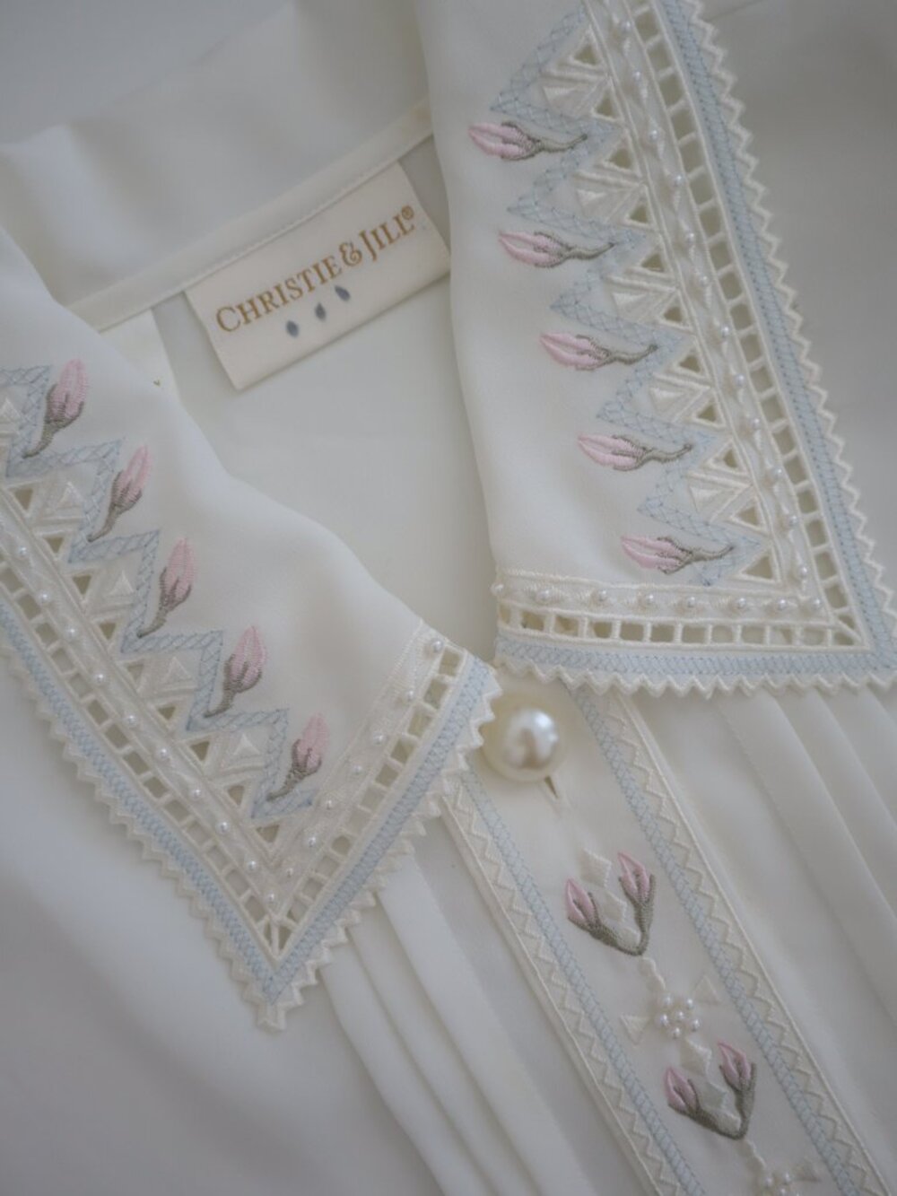 Vintage Christie & Jill Embellished Collar Blouse | 12